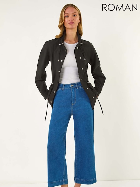 Roman Black Buttoned Safari Jacket (W35156) | £58