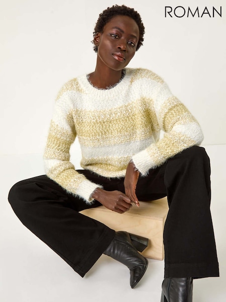 Roman Green Contrast Shaded Stripe Jumper (W35165) | £42