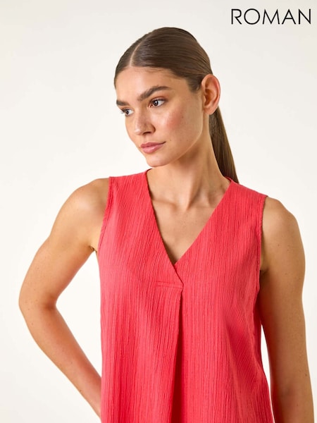 Roman Orange Textured Pleat Front Vest Top (W35208) | £32