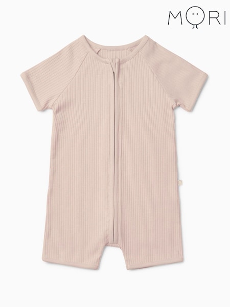 MORI Ribbed Stretch Zip-Up Romper (W35290) | £27.50