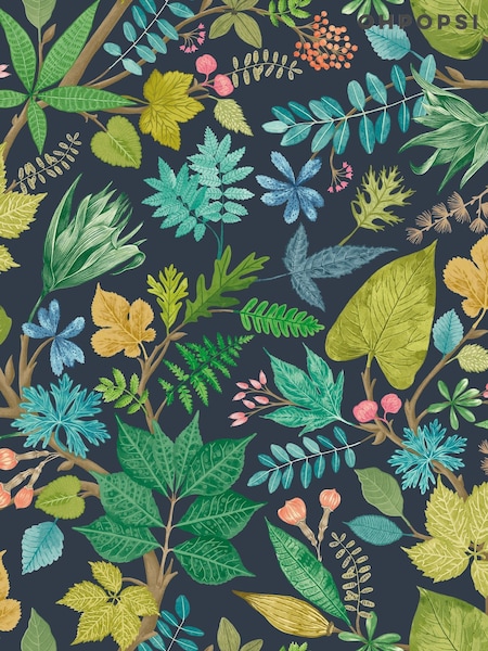 Ohpopsi Midnight Garden Lush Leaves Wallpaper Sample (W35339) | £1
