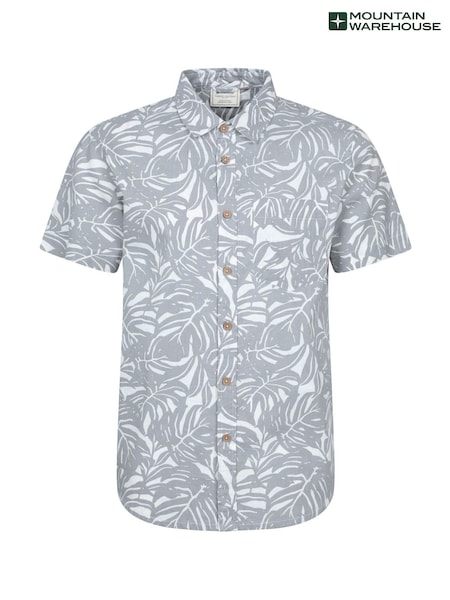 Mountain Warehouse Grey 100% Cotton Tropical Printed Mens Short Sleeved Shirt (W35369) | £27