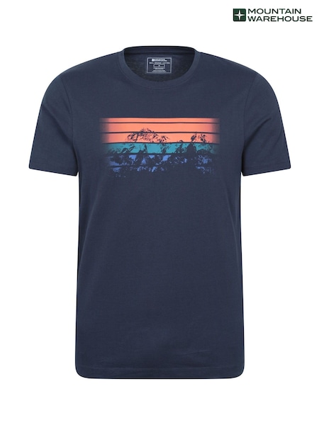 Mountain Warehouse Blue Mens Sunrise UV 100% Cotton T-Shirt (W35371) | £22