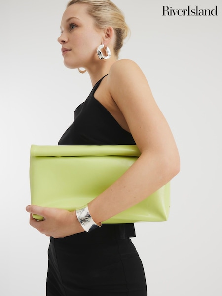 River Island Green Roll Top Clutch Bag (W35425) | £25