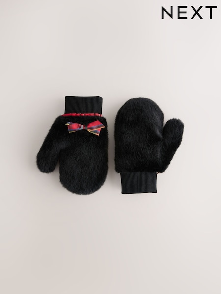 Black Faux Fur Mittens (W35492) | £16