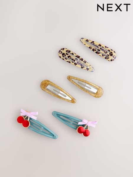 Gold Leopard and Cherrys Hair Clips 6 Pack (W35494) | £6