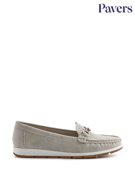 Pavers Grey Chunky Sole Leather Moccasins (W35497) | £35