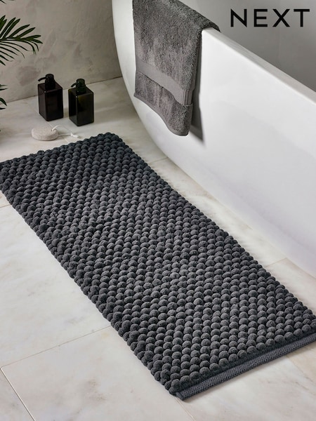Charcoal Grey Giant Bobble Runner Bath Mat (W35570) | £20