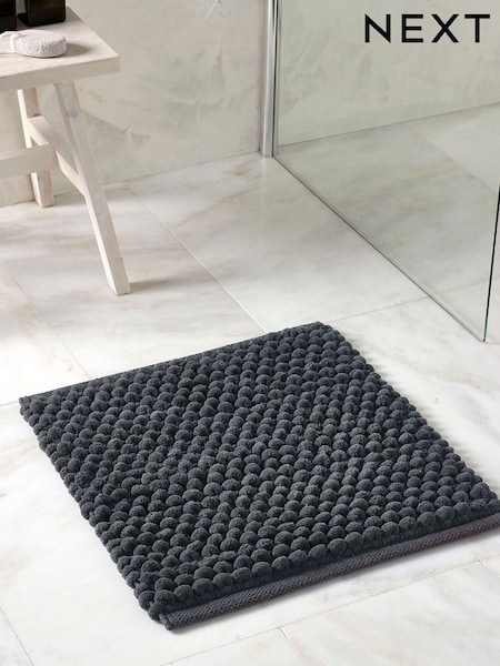 Charcoal Grey Giant Bobble Shower Mat (W35579) | £12