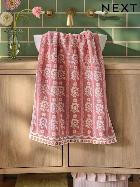 Pink Floral Towel (W35592) | £8 - £18
