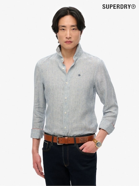Superdry Grey Embroidered Vacation 100% Linen Shirt (W35664) | £55