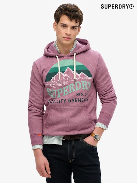 Superdry Purple Core Logo Great Outdoors Relaxed Hoodie (W35668) | £55