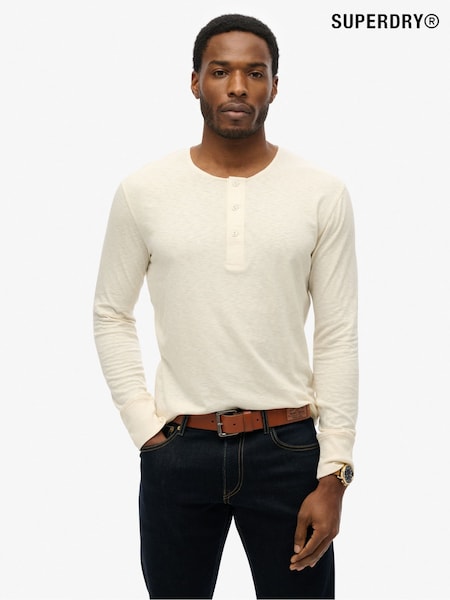 Superdry White The Merchant Store Grandad Lightweight 100% Cottton Top (W35681) | £35