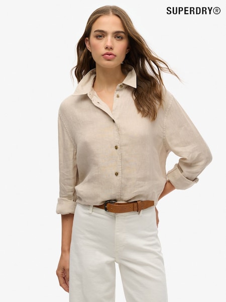 Superdry Nude Boyfriend Casual Linen Shirt (W35688) | £55