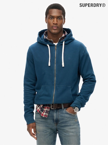 Superdry Blue Classic Essential Zip Pink Shorts Hoodie (W35699) | £55