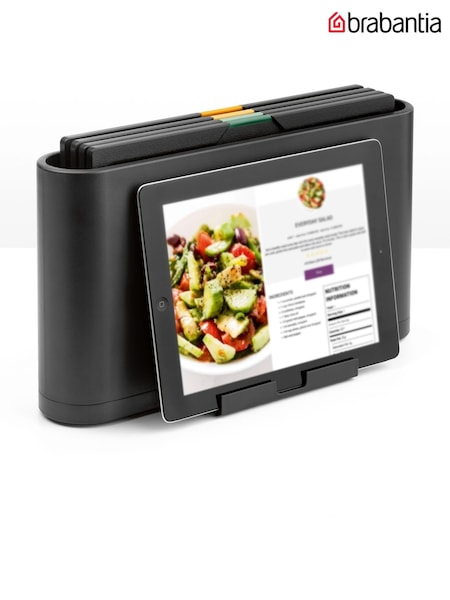 Brabantia Dark Grey Tasty+ Chopping Board Set with Tablet Stand Case (W35717) | £45