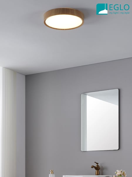 Eglo Natural Musurita Wood and Plastic Diffuser Ceiling Light (W35821) | £57