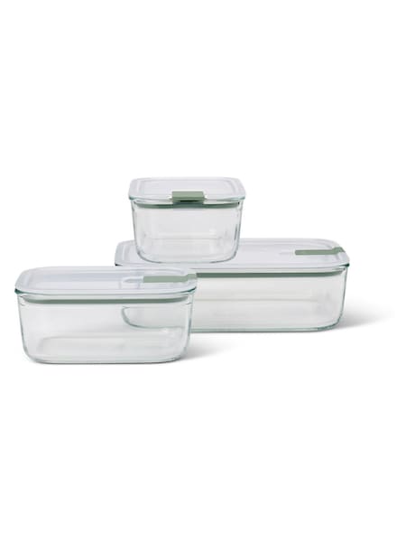 Mepal Nordic Sage Easyclip 'One Clip' 3 Piece Glass Food Storage Set (W35875) | £47