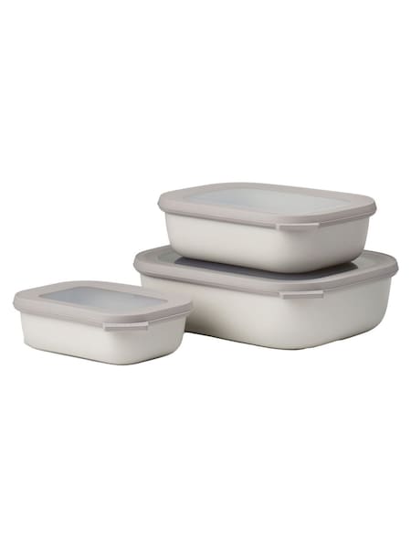 Mepal Nordic White Cirqula Rectangular 3 Piece Food Storage Set (W35877) | £34