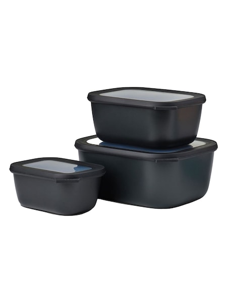 Mepal Nordic Black Cirqula Rectangular 3 Piece Food Storage Set (W35882) | £40