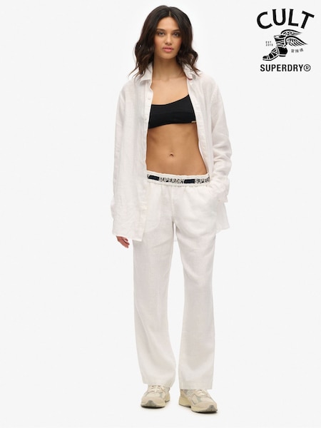 Superdry White 100% Cotton Drawstring Trousers (W35920) | £65