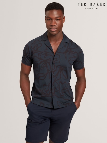 Ted Baker Blue Claub Floral Print Jersey Shirt (W35946) | £85