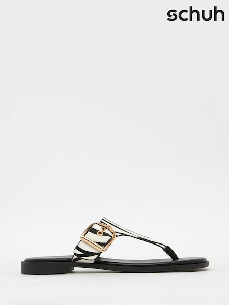 Schuh Teena Leather Toe Post White Sandals (W35984) | £35