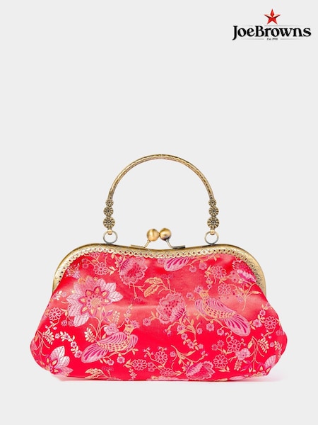 Joe Browns Red Opulent Floral Jaquard Vintage Frame Clutch Bag (W36161) | £40
