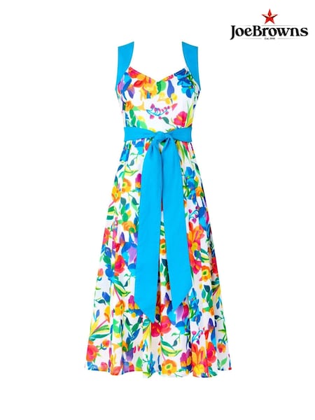 Joe Browns White Vibrant Floral Strappy 100% Cotton Midi Dress (W36319) | £65