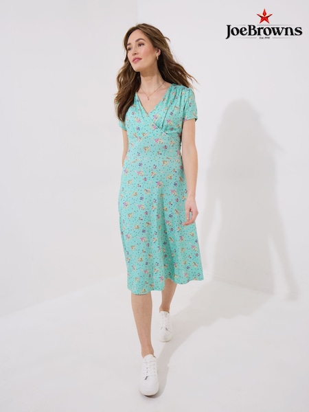Joe Browns Green Vintage Printed V-Neck Dress (W36330) | £53