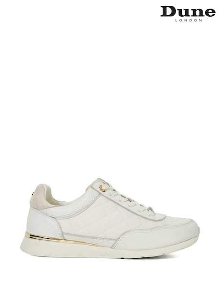 Dune London White Slim Everglow Quilted Sole Sport Trainers (W36365) | £89