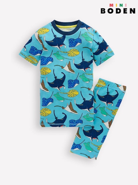Boden Blue Snug Short John 100% Cotton Pyjamas (W36398) | £21 - £23