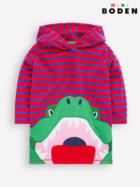 Boden Red Appliqué Towelling Throw-On Robe (W36405) | £29 - £35