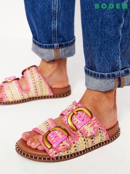 Boden Cream Alberta Raffia Footbed Sandals (W36409) | £120