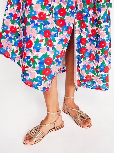 Boden Gold Multi Strap Flat Sandals (W36417) | £120