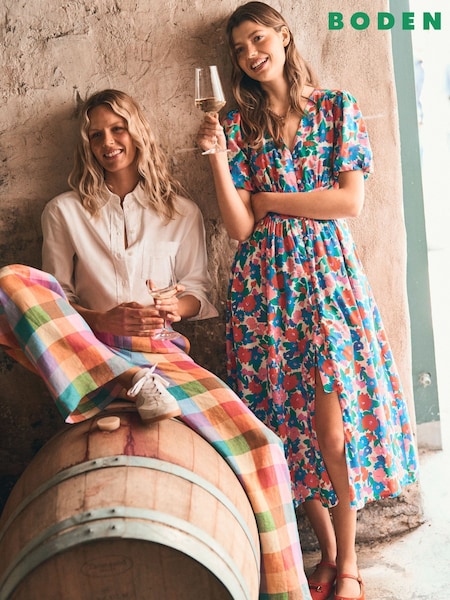Boden Blue Lillian 100% Cotton Midi Dress (W36440) | £112