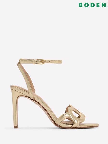 Boden Gold Circle Detail Heeled Sandals (W36443) | £130