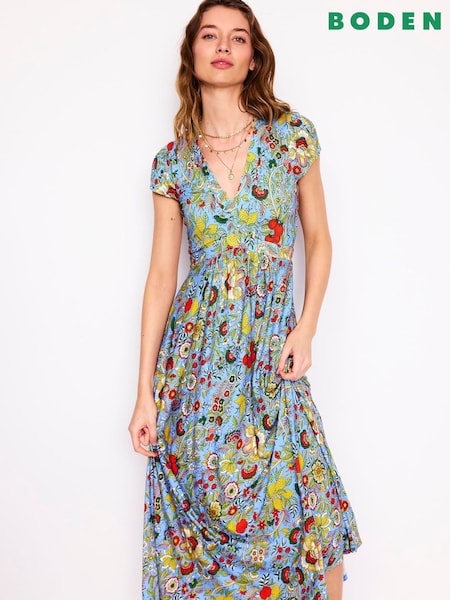Boden Yellow Bias Cut Jersey Midi Dress (W36444) | £90