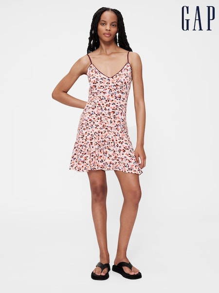 GapStudio Pink Print Print V-Neck Slip Mini Dress (W36509) | £95