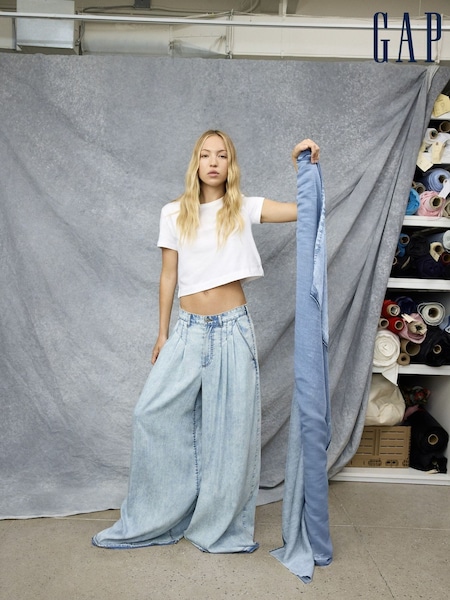 GapStudio Blue High Rise Draped Denim Jeans (W36512) | £125