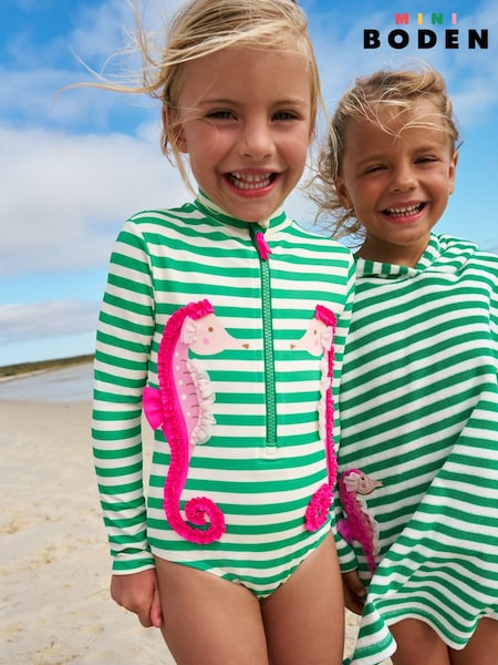 Boden Green Long Sleeved Swimsuit (W36548) | £29 - £35