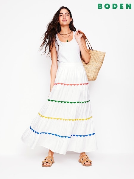 Boden White Nadia Double Cloth Maxi Skirt (W36561) | £90