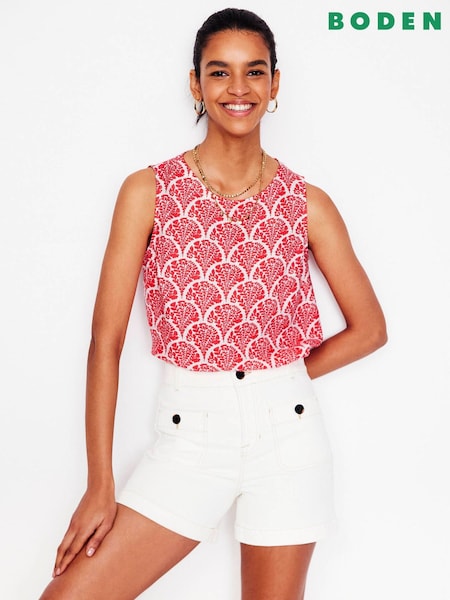 Boden Red 100% Linen Shell Top (W36590) | £66