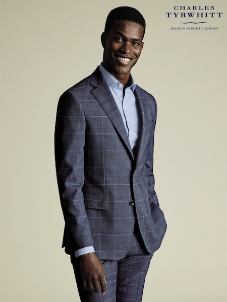 Charles Tyrwhitt Blue Slim Fit New Ultimate Suit Check Jacket (W36651) | £319