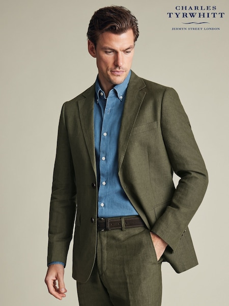 Charles Tyrwhitt Green Slim Fit Slim Fit 100% Linen Jacket (W36662) | £279