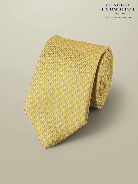 Charles Tyrwhitt Yellow Silk Stain Resistant Semi Plain 1 Tie (W36663) | £35