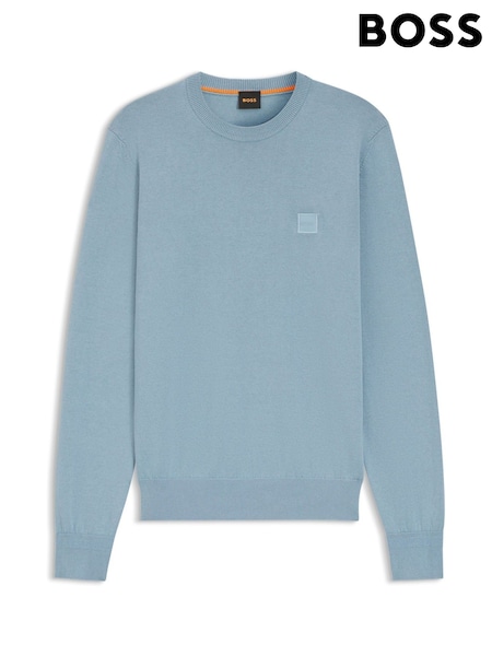BOSS Sky Blue Regular Fit Kanovano Crew Neck Logo Jumper (W36718) | £119
