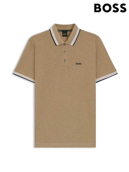 BOSS Natural Regular Fit Paddy Tipped Collar Polo Shirt (W36749) | £89