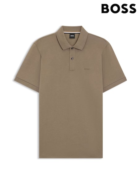 BOSS Brown Regular Fit Pallas Logo Polo Shirt (W36757) | £99