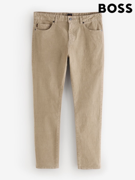 BOSS Cream Slim-Fit Delaware Cord Trousers (W36762) | £129